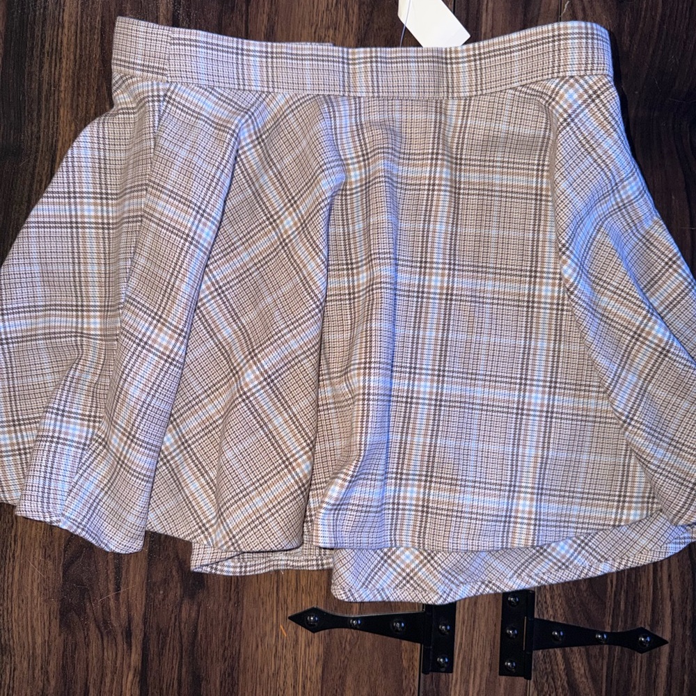 Aeropostale Plaid Beige Skater Skirt